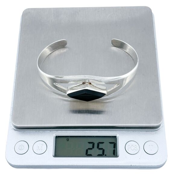 Vintage Mexic Taxco TL-63 Sterling Silver 950 Onyx Cuff Bracelet 6.5" - Picture 8 of 8